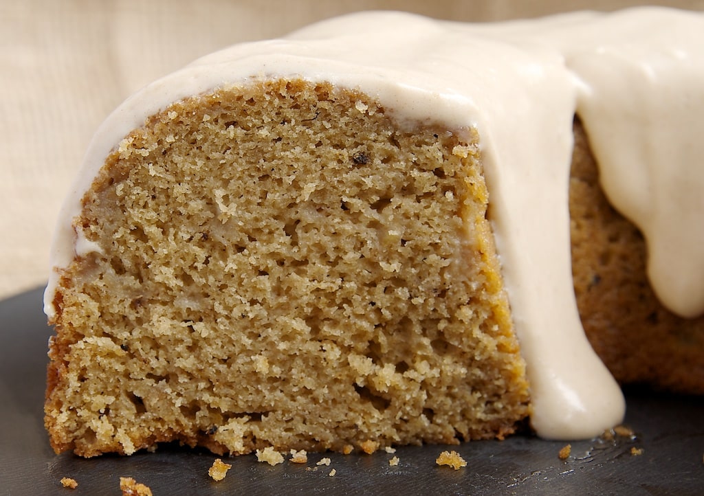 Spiced Pear Cake combines fresh pears with a combination of spices and a cream cheese glaze. Delicious!