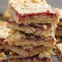 stack of Raspberry Coconut Oat Bars