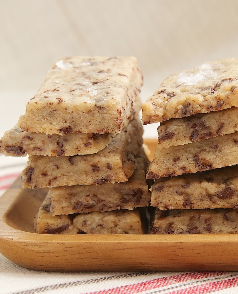 Chocolate-Speckled Salted Shortbread is simple to make and so, so good. A must for sweet and salty fans! - Bake or Break