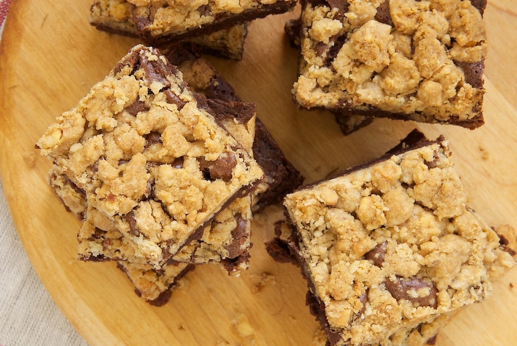 Overhead view of Peanut Butter Streusel Brownies