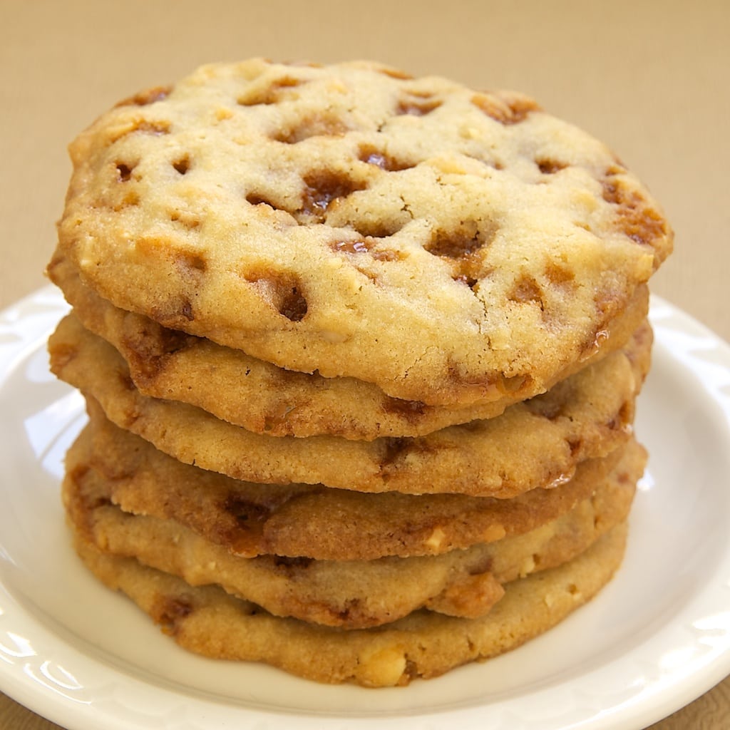 Peanut Toffee Cookies are packed with toffee bits and roasted peanuts for a soft, chewy, sweet treat. - Bake or Break