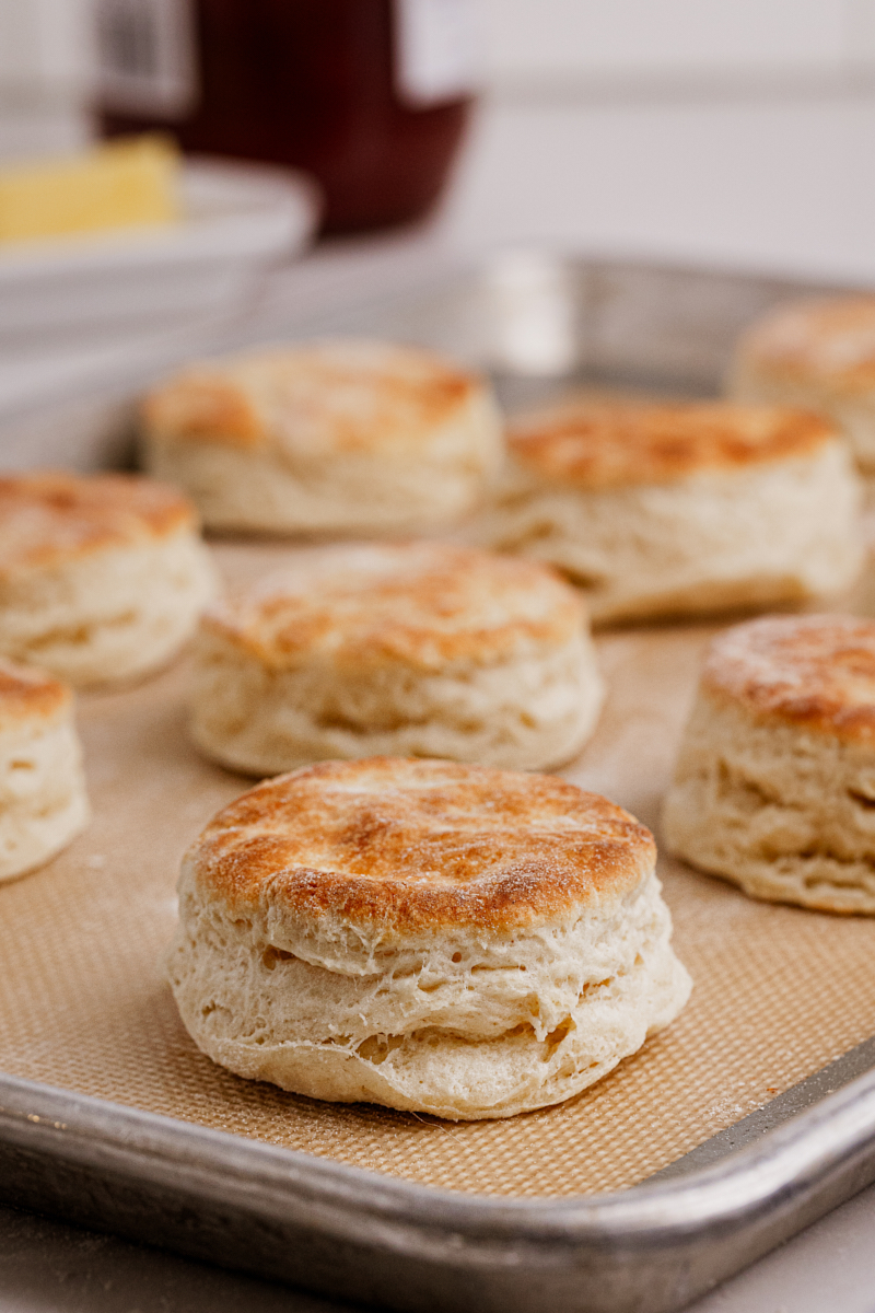 Biscuits on silpat-lined baking sheet