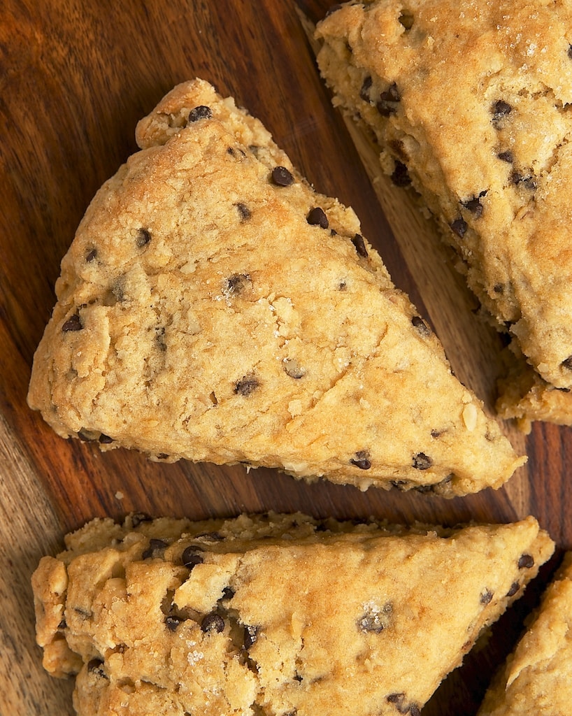 Chocolate Chip-Hazelnut Scones are wonderfully soft and moist with plenty of flavor. A fantastic treat for breakfast, brunch, or a coffee break!