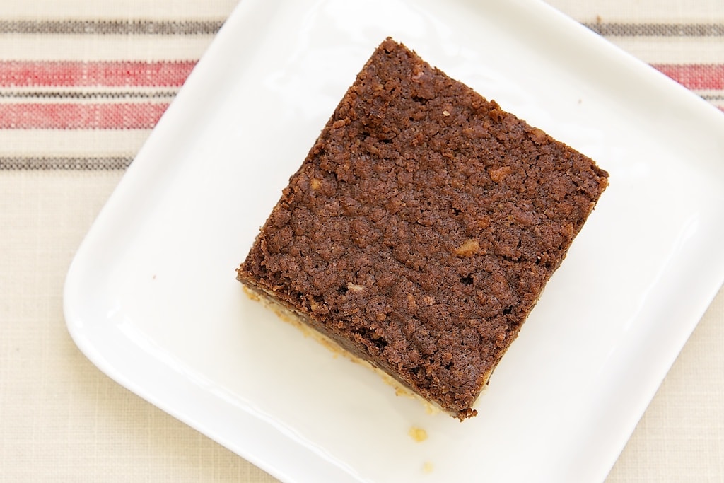 Pecan Shortbread Brownies feature dark, rich brownies on top of a nutty shortbread crust. - Bake or Break