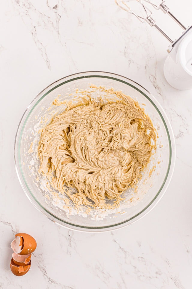 Vanilla cake batter in bowl