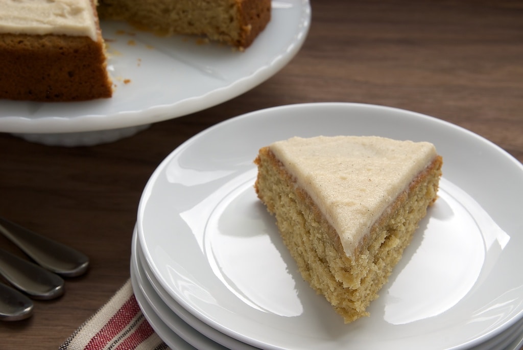 Vanilla Bean Cake with Browned Butter Icing is a simple cake with wonderful flavors.