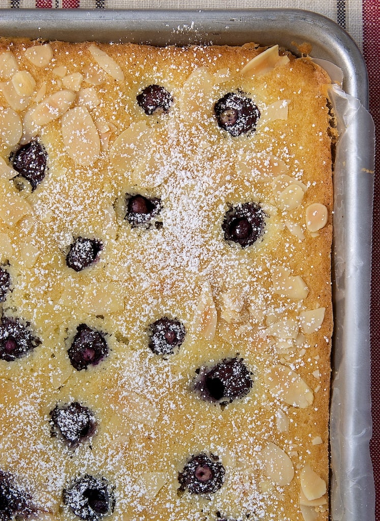 Cherries and almonds are a delicious combination in this Cherry Almond Sheet Cake. - Bake or Break