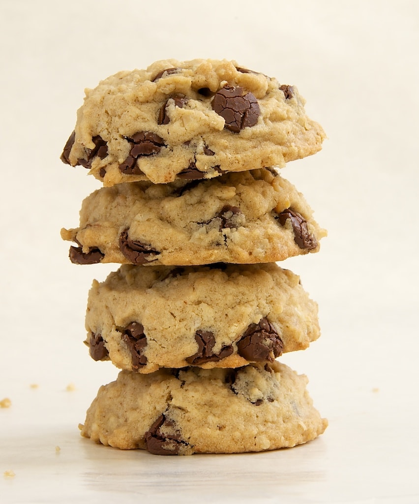 stack of Oatmeal Peanut Butter Chocolate Chip Cookies