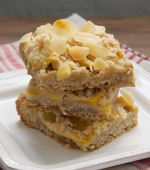 stack of Peach Crumble Bars