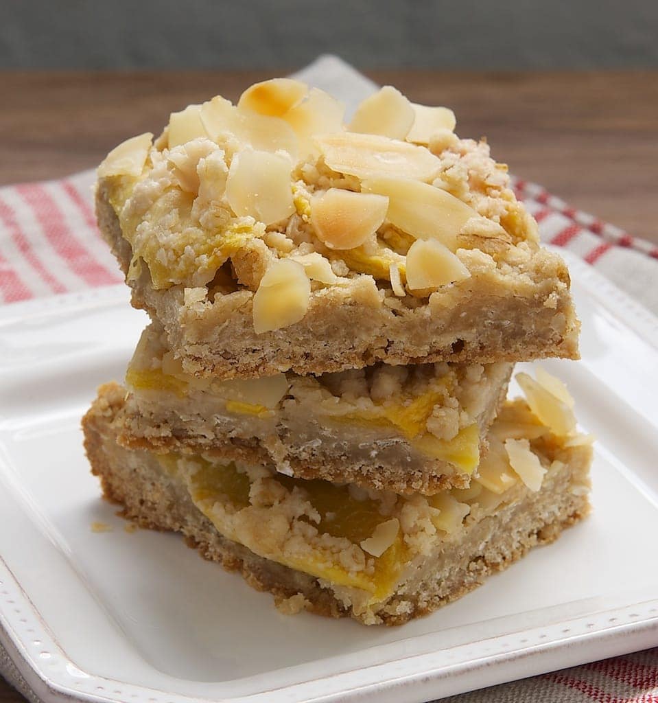 stack of Peach Crumble Bars