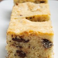 White Chocolate Brownies on a white tray