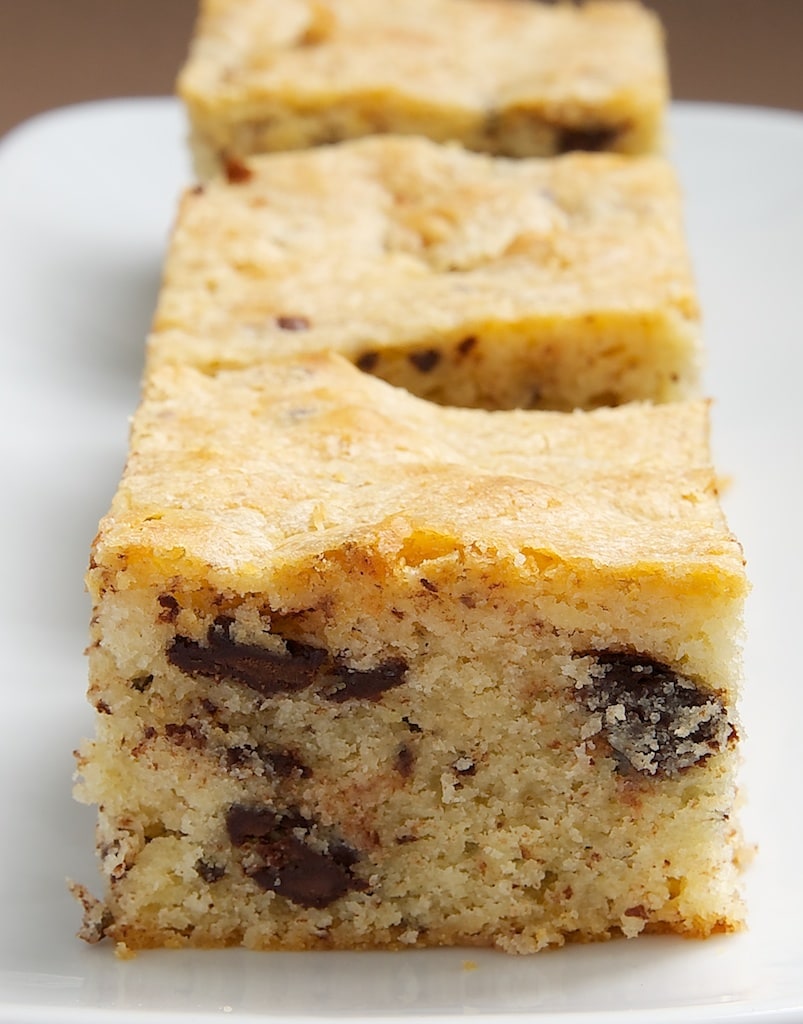 White Chocolate Brownies on a white tray