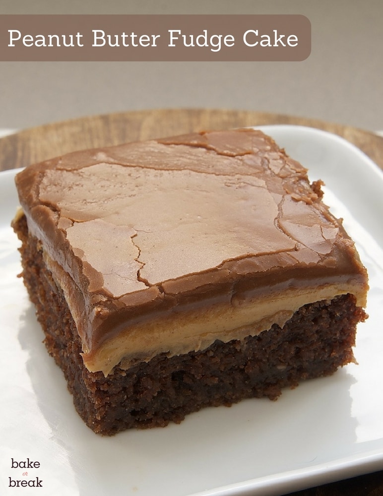 Peanut Butter Fudge Cake is a must for fans of chocolate and peanut butter. Such a crowd-pleaser! - Bake or Break