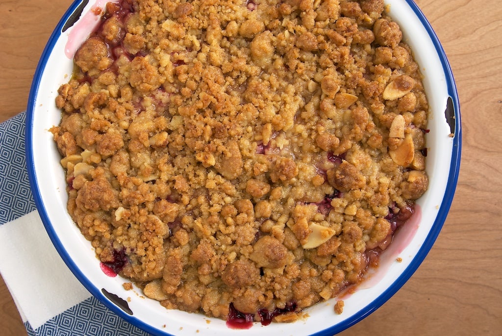 Pear and Plum Crumble combines two delicious fresh fruits with a delicious oat topping.