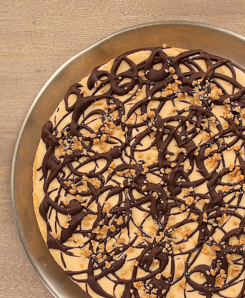 Pretzels, cream cheese, chocolate, and peanut butter are perfect dessert companions in this Peanut Butter Cheesecake with Pretzel Crust! - Bake or Break