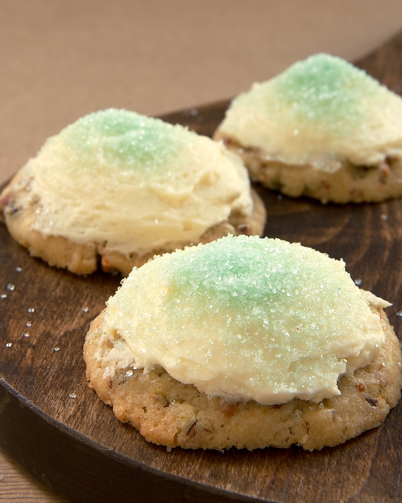 Pistachio Cookies with White Chocolate-Cream Cheese Frosting