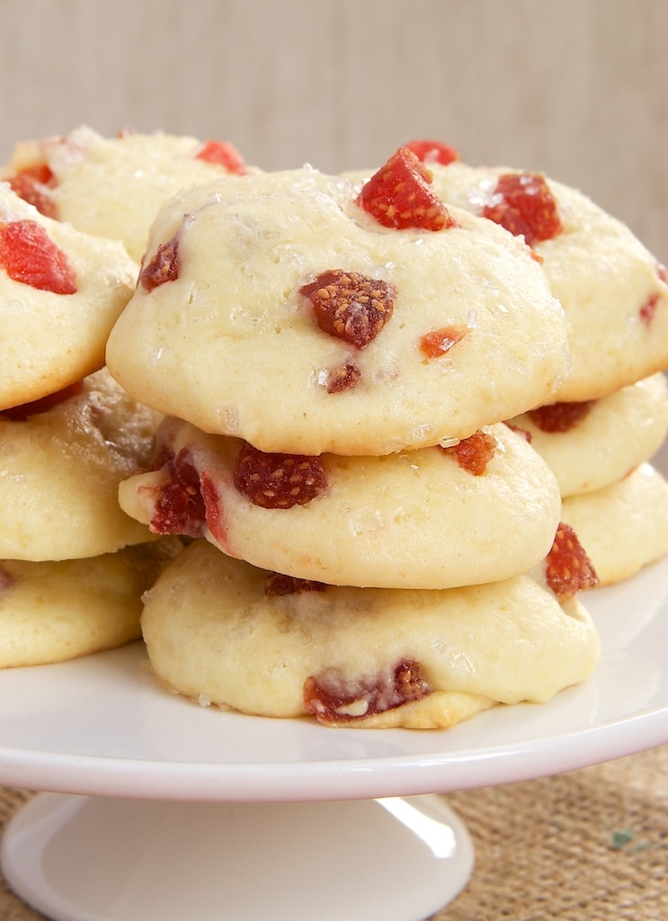 Strawberry Cream Cheese Cookies combine soft, sweet cookies with sweet, tart dried strawberries.