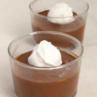 two servings of Double Chocolate Pudding in clear glasses