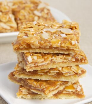 stack of Salted Caramel Almond Bars
