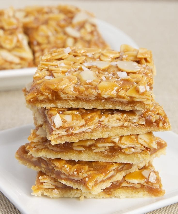 stack of Salted Caramel Almond Bars