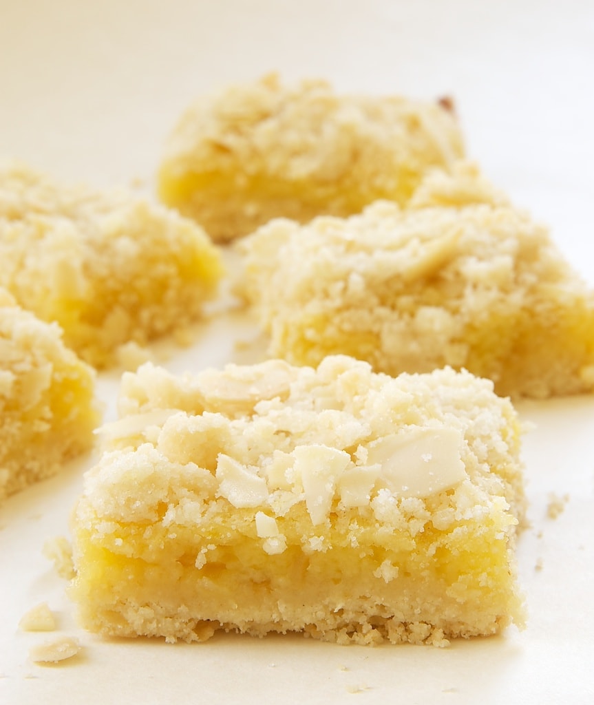 Lemon Almond Crumb Bars are far from ordinary with a crumb topping, almonds, and a hint of ginger. - Bake or Break