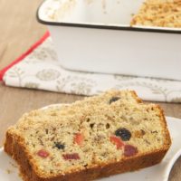 slices of Berry Pecan Streusel Bread on a white plate