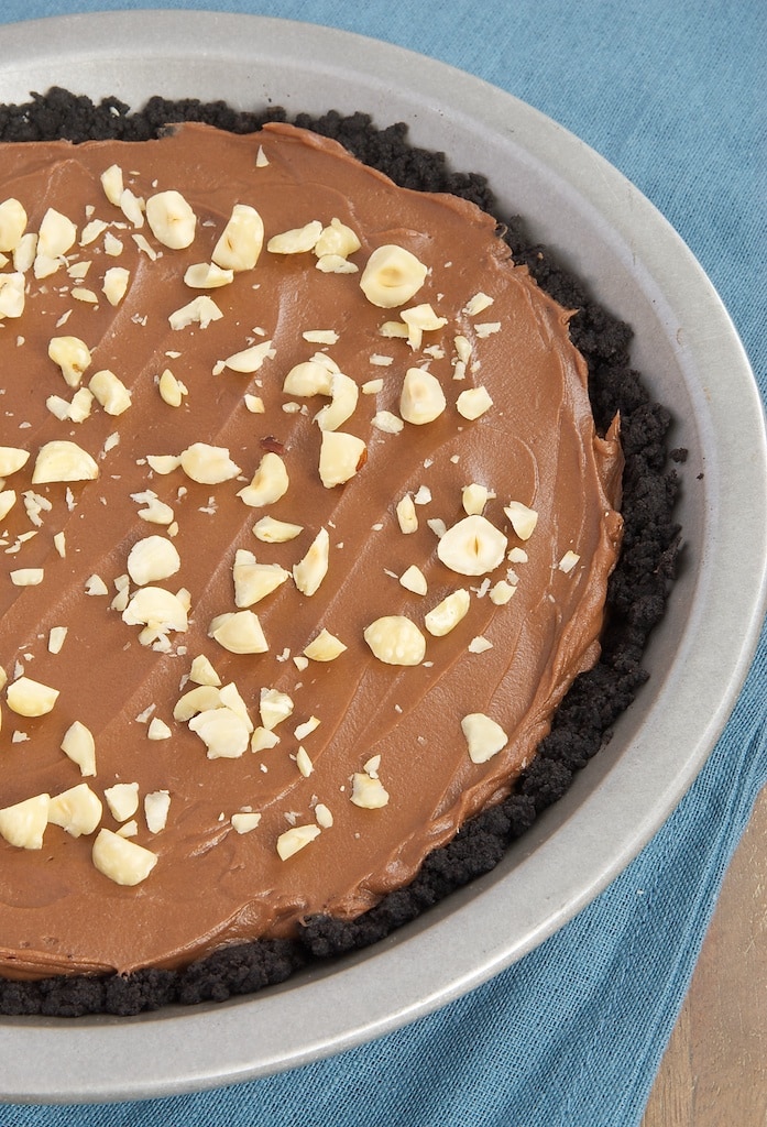 Nutella Pie in a metal pie pan