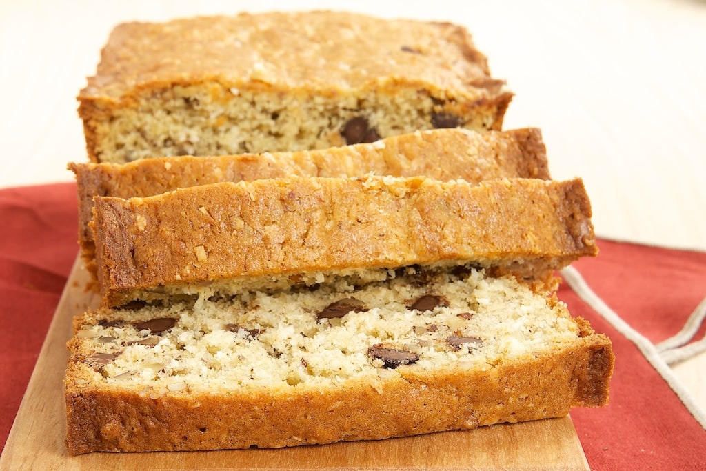 Chocolate, Coconut, and Pecan Bread is a delicious quick bread packed with all kinds of good stuff!
