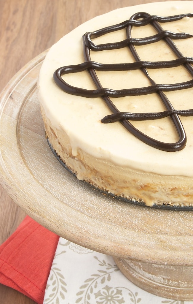 Salted caramel and peanut butter ice cream sit atop a sweet, chewy oatmeal cookie crust. A perfect summertime treat!