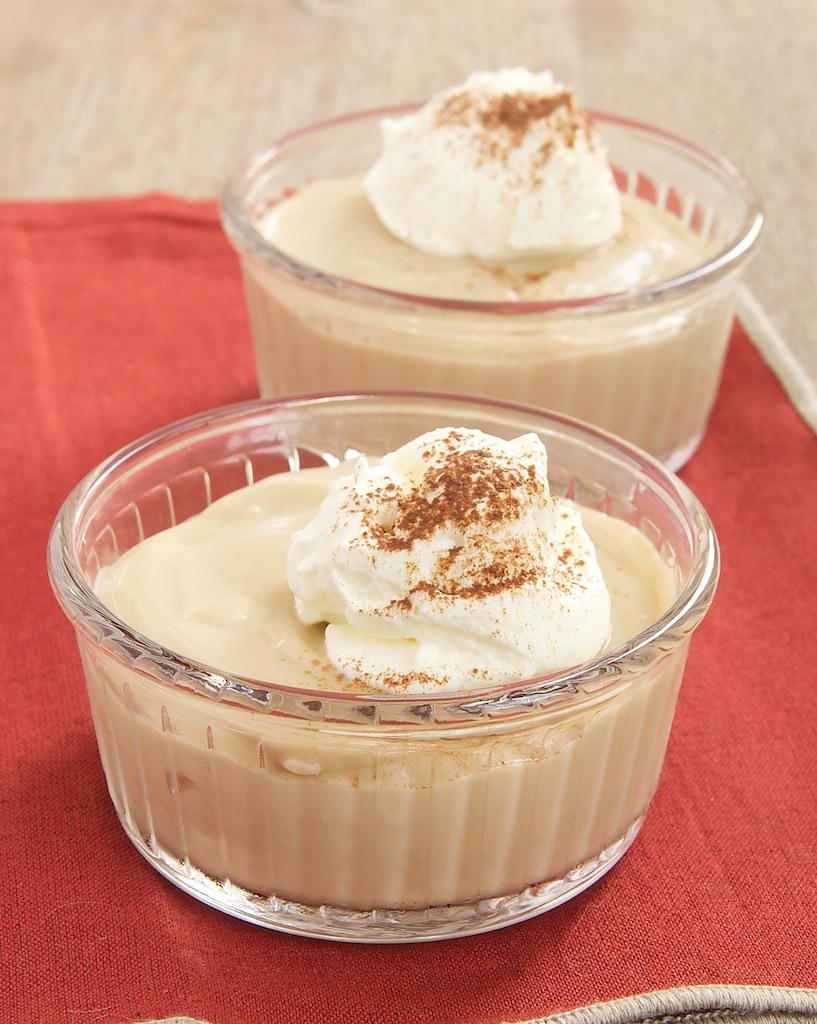 Butterscotch Pudding in individual glass bowls