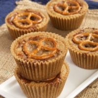 These sweet and salty blondies are packed with nuts, a swirl of caramel, and topped off with a salty pretzel for an irresistible sweet and salty treat.