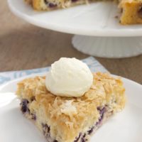 This simple, sweet cake is packed with fresh blueberries and topped with toasty coconut. - Bake or Break