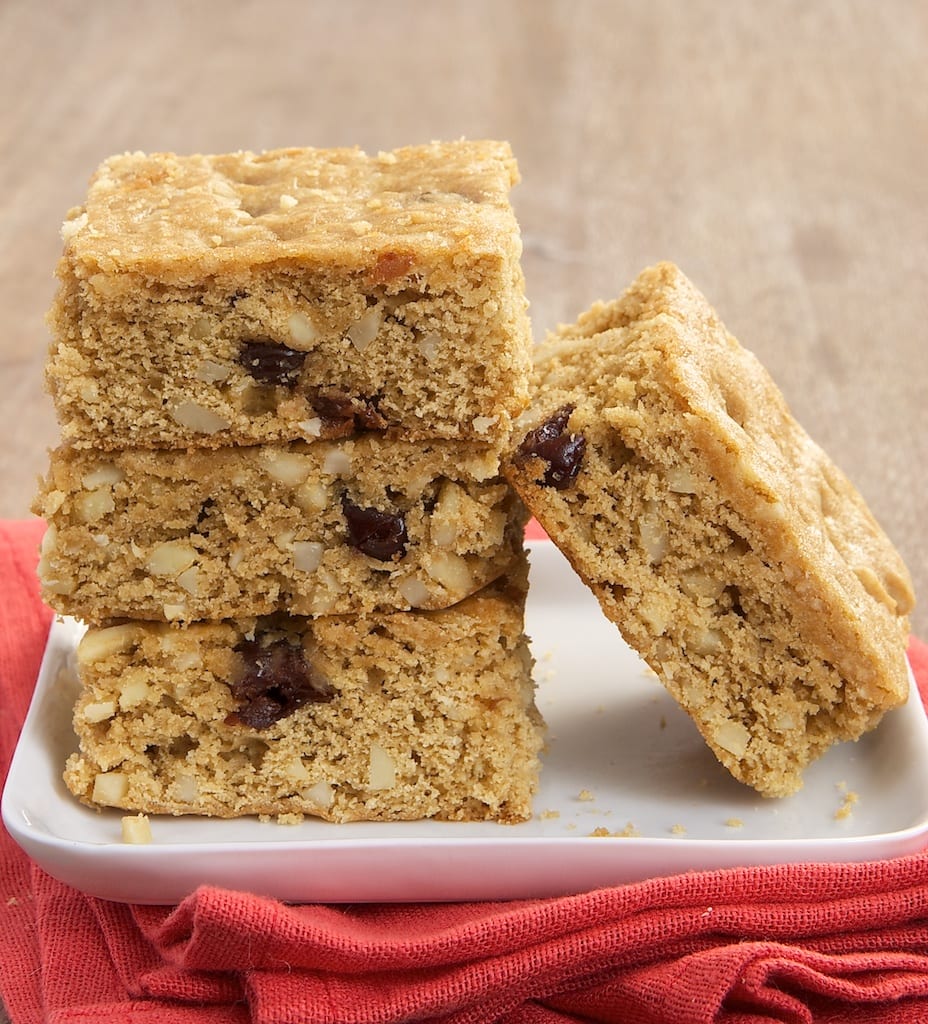 Cherry Almond Blondies are jam-packed with dried cherries, crunchy almonds, and vanilla for a sweet, tart, delicious treat!