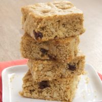 Tart dried cherries and crunchy almonds make these Cherry Almond Blondies a terrific sweet snack!