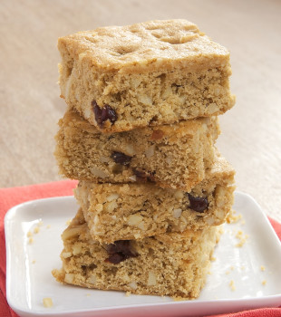 Tart dried cherries and crunchy almonds make these Cherry Almond Blondies a terrific sweet snack!