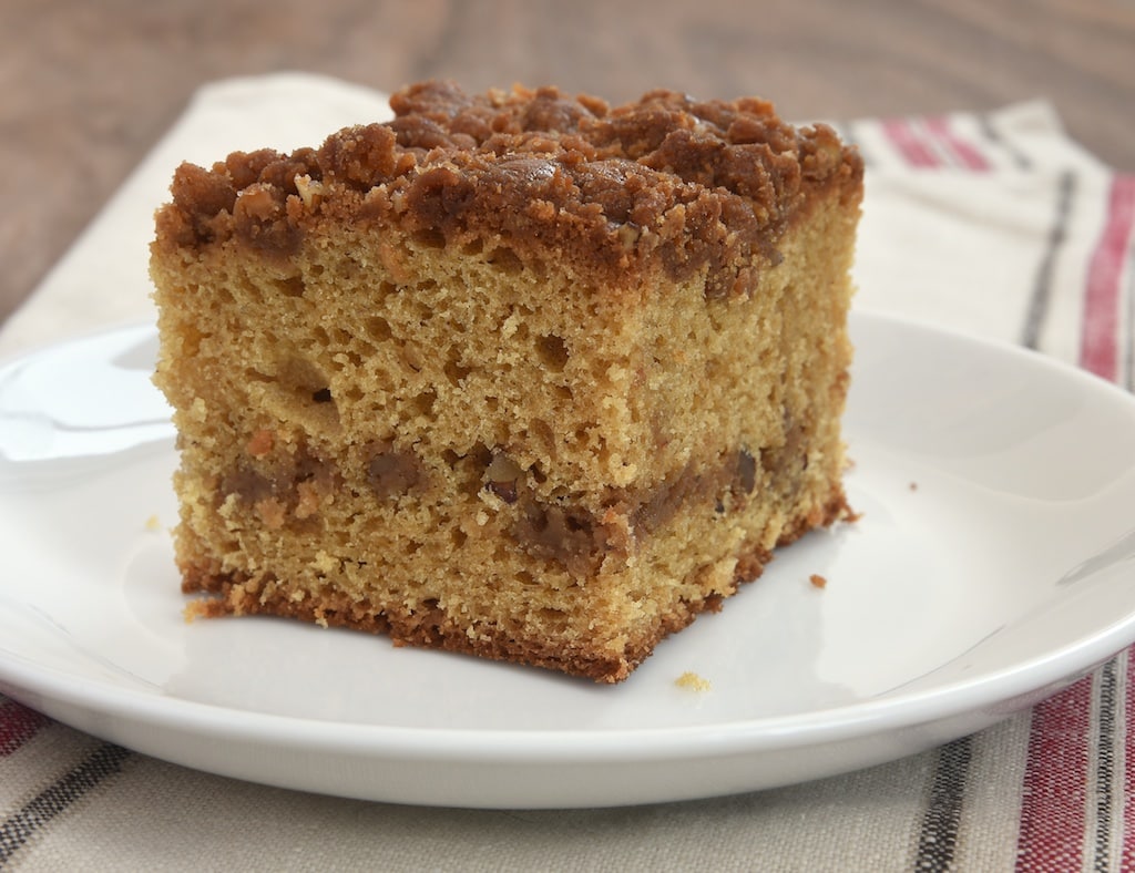 Rich caramel crumb is swirled into and crumbled on top of this Caramel Crumb Coffee Cake. A delicious twist on classic coffee cake!