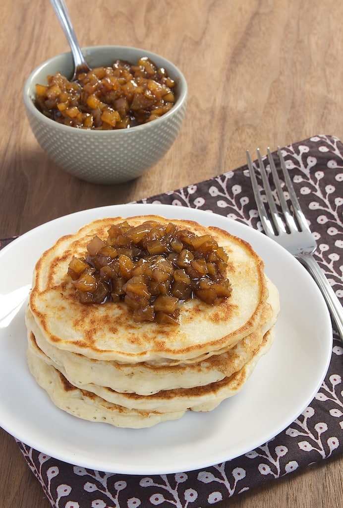 Dress up your next batch of pancakes with ricotta, cinnamon, and pears!