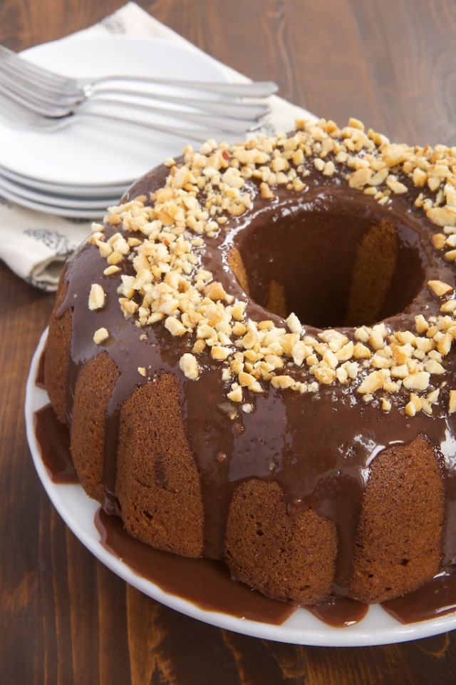 Peanut Butter Bundt Cake with Milk Chocolate Ganache is a must for fans of chocolate and peanut butter. This simple cake is as delicious as it is gorgeous! - Bake or Break