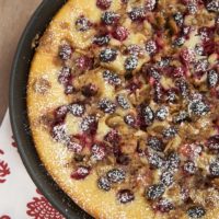 Skillet Cranberry Buckle is a beautiful and delicious cake that's perfect for anything from breakfast to dessert.