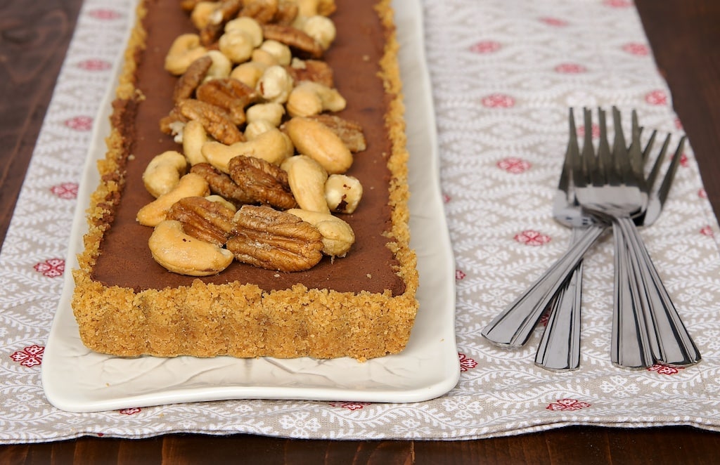 Chocolate Mousse Tart with Glazed Nuts is a beautiful and delicious chocolate experience! - Bake or Break