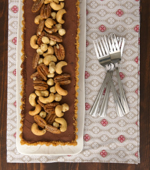 Chocolate Mousse Tart with Glazed Nuts is a simple, elegant, and delicious dessert for all of you chocolate fans!