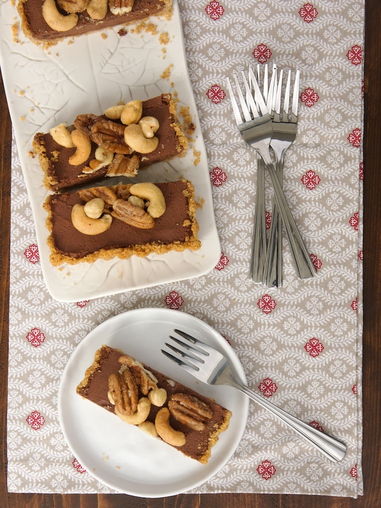 Chocolate Mousse Tart with Glazed Nuts is a wonderfully delicious, cool, rich, chocolate-y dessert! - Bake or Break