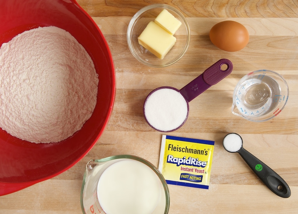 Ingredients for Brown Butter Cinnamon Pecan Pull Apart Bread dough