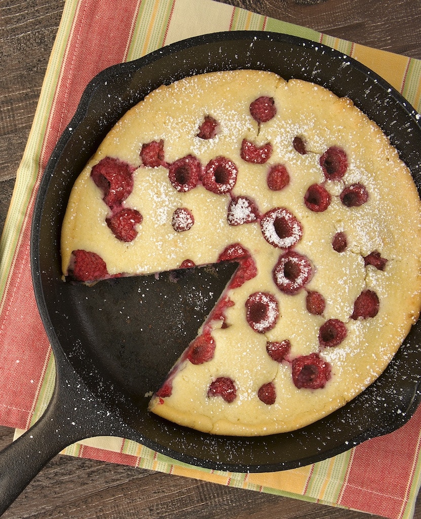 You can have this Raspberry Skillet Pancake mixed up so quickly. My favorite quick-and-easy pancake! - Bake or Break