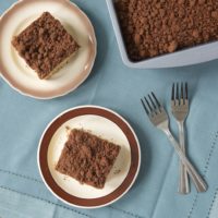 Two of my favorite flavors combine in this Peanut Butter Coffee Cake with Chocolate Crumb Topping. Perfect for an afternoon treat!