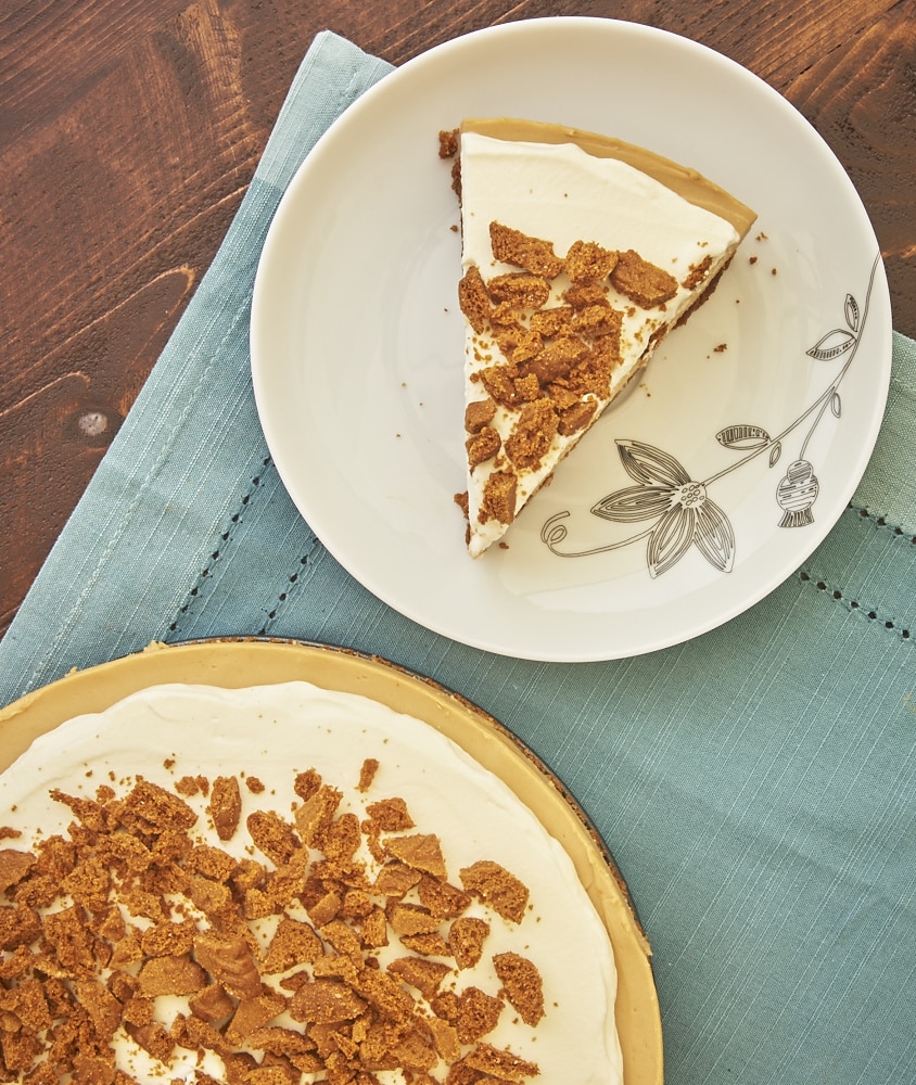 Sweet, spiced cookie butter takes center stage in this Cookie Butter No-Bake Cheesecake! - Bake or Break