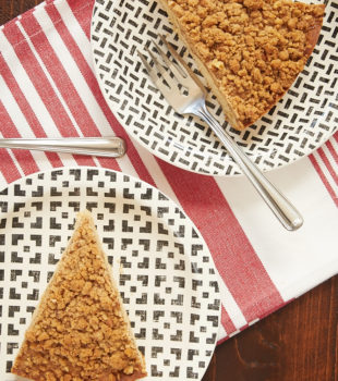 slices of Toffee Pecan Brown Butter Crumb Cake