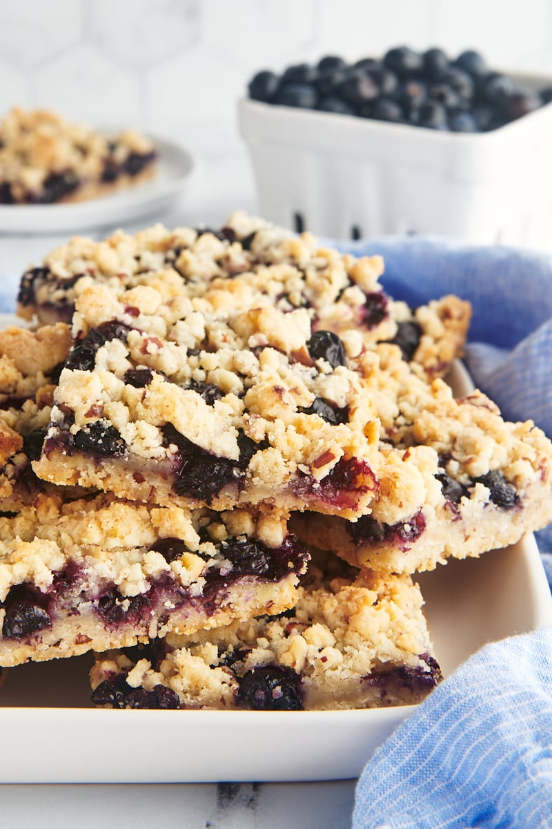 Blueberry bars made with fresh blueberries and lemon zest.