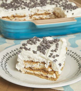 serving of Cannoli Icebox Cake on a plate