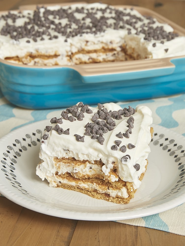 serving of Cannoli Icebox Cake on a plate